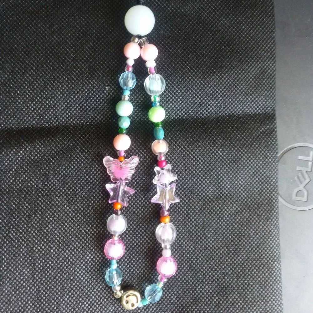 Beaded Phone Wrist Strap, Cellphone Lanyard Chain with Colorful Star